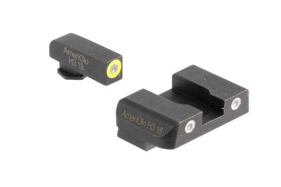 AmeriGlo Pro-Glo combo sets offer high contrast yellow outlined front and white outlined rear sights for your Glock handgun